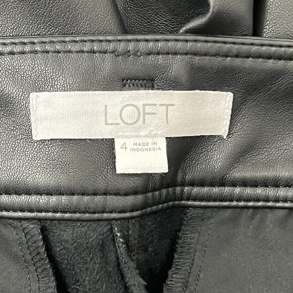 LOFT Womens Size 4 Black Faux Leather Taper Leg Pants - Picture 5 of 5